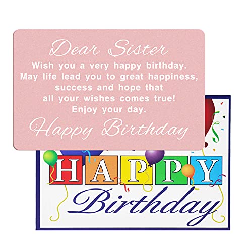 Sister Birthday Card, Sister Birthday Gifts from Sister, Engraved Wallet Card for Sister Birthday