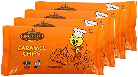 King David Vegan Caramel Chips Non-dairy Lactose Free Kosher 250-gram Bags (Pack of 4)