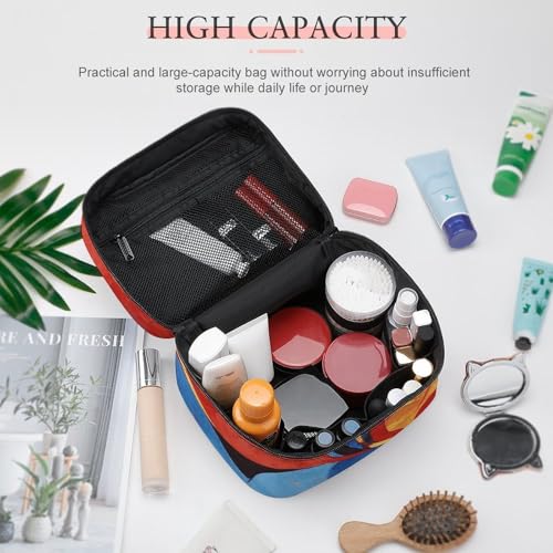 Bolsa de maquillaje grande con cremallera y compartimentos para cosméticos de mujer 4