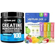 Venture Pal Micronized Creatine Monohydrate Powder + Electrolyte Powder Packets - Keto Friendly, Non-GMO, 16 Sticks for Energy