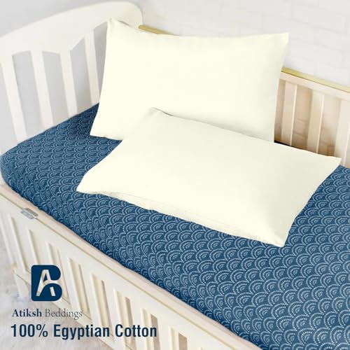 Image of Atiksh Beddings Pack of 2 13x18 Inch Toddler Travel Pillow Cases - 100% Soft Egyptian Cotton, 600 Thread Count with Zipper Closure for Small Travel Pillowcase Cover, Ivory