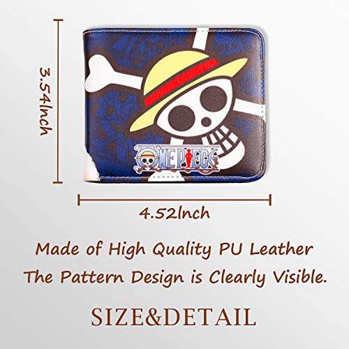 G-Ahora Men Boy One Piece Leather Wallet Anime Purse Credit Card Holder With One Piece Luffy Lanyard (One Piece A) #TOP1