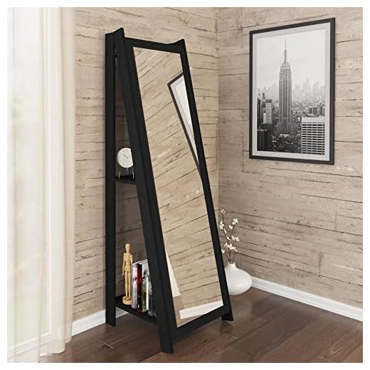 Espelho de Chão com 2 Prateleiras Retrô 161x50cm Movelbento