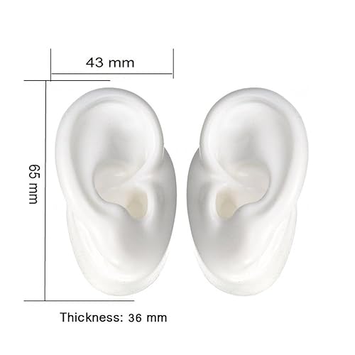 Miniatura 3 de (Un par) de silicona modelo de oreja suave  Exhibiciones flexibles de oído Earmold para acupuntura, joyas, grabación de música de audio, educación