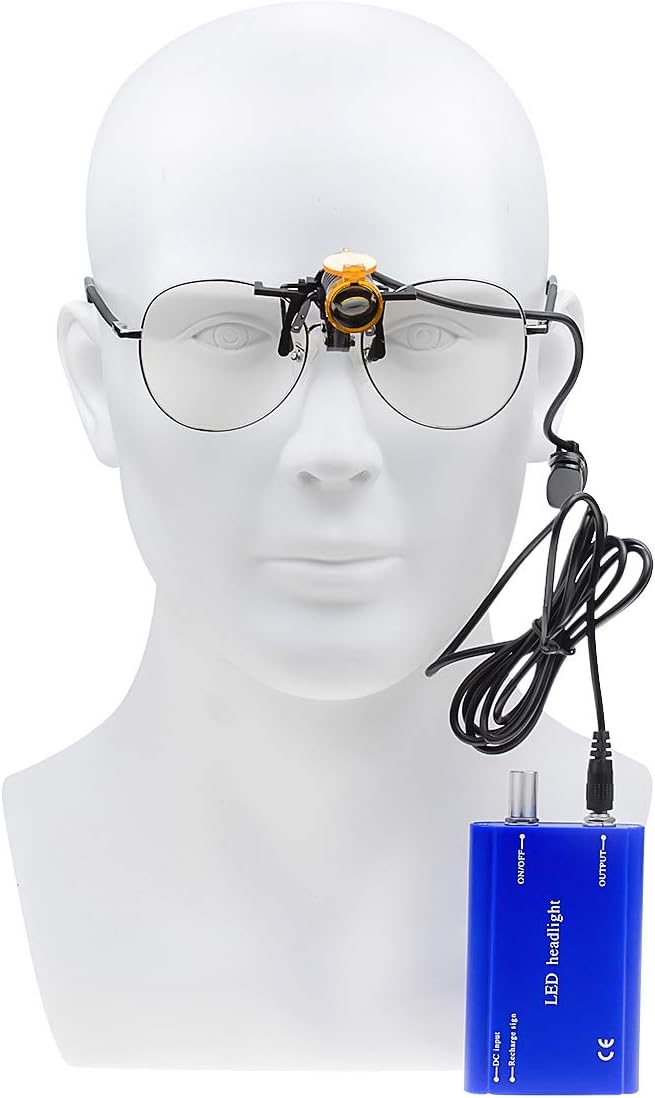Superdental Protable LED Head Light Lamp for Binocular Loupe Metal Clip with Plastic Body for Fast Heat Dissipation (Blue)