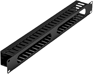 Madhabi 1U 22-Slot Horizontal Cable Manager Rack Mount Duct Raceway for 19-Inch Server Rack Network Cable Organizer for Data Center, Patch Panel & IT Rack (1 Pack, Black)