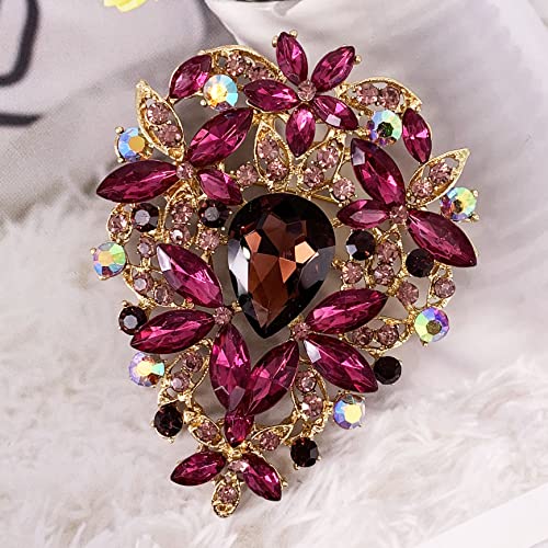 Image of SELOVO Leaf Bouquet Scarf Big Brooch Pin Broach Crystal Jewelry
