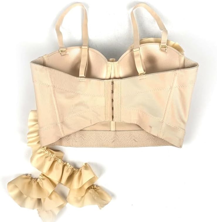 JSEIAJB Spring American Flower Tassel Outer Wear Herringbone Bra Slim Fit with Coasters Suspenders Vest French Underwear(Beige,34B)