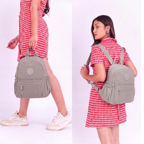 Image of TS WITH TECHSUN Stylish Women Mini Backpack | Lightweight Travel Small Nylon Bag with Multiple Pockets | Anti-Theft Zipper Pocket | Casual, Work, Office, Picnic Backpack for Girls