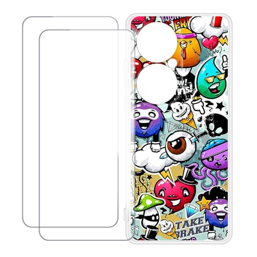 UOGNADGD Huawei P50 Pro Snapdragon 888 �Ƃ̌݊������� �J�X�^���J���t���P�[�X�{�����K���X�ی�t�B����2���t�� ? �Ռ��z�������h�~ (������)