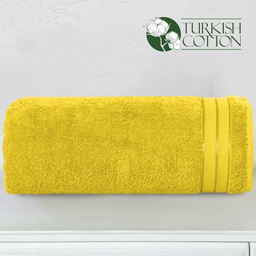 Image of Elegant Comfort Three Line Popcorn Extra Large Luxury Bath Towel - 40 inch x 80 inch inch, Premium Hotel Spa Quality 1 Piece Oversized Bath Sheet 100% Turkish Cotton Super Soft Highly Absorbent, Yellow
