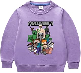 [PRABOS] マインクラフト100%綿 長袖Tシャツ 春秋服マインクラフト おしゃれ 衣装子供服 春秋服 日常服 男の子 女の子 誕生日 プレゼント イベント 応援 文化祭 学園祭 男女兼用 (A1#,80CM)