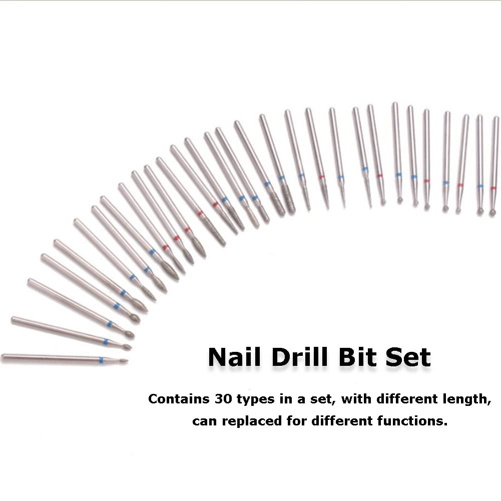 Drill Nail Bit Set,30Pcs/Set Drill Nail Bit Cuticle Dead Skin Clean for Nail Files Manicure Tools, Professional nail drill for nail salon or manicure
