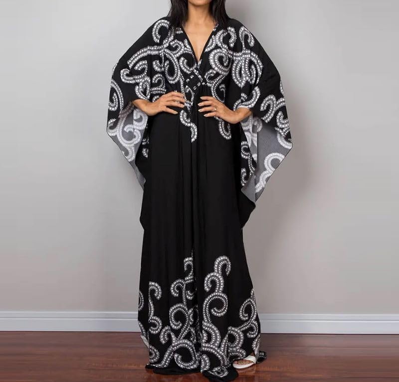 Copricostume Vestito Caftano Lungo Donna Mare Woman Boho Chic Kaftan COV0276