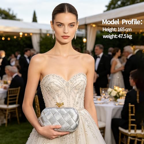 Image of Clutch Purses for Women, Vegan Leather Evening Handbag with Gold Chain