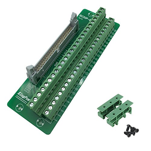 Sysly IDC50 2x25 Pins Male Header Breakout Board Terminal Block Connector with Simple DIN Rail Mounting feet