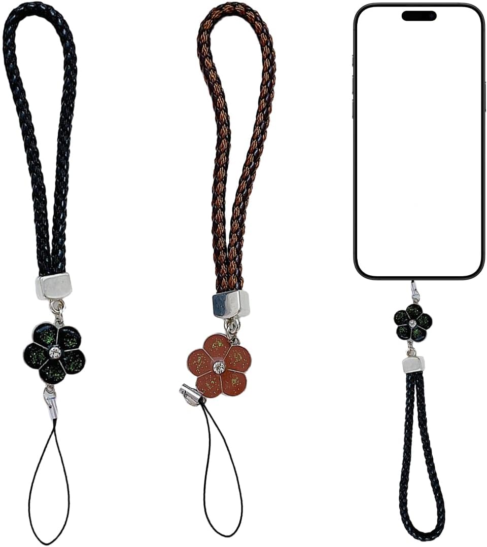 2 Pcs Correa para Teléfono Móvil,Cristal Antipérdida Cordón,correa de teléfono móvil,correa de muñeca,cordón colgante,Colgante para Teléfono,accesorios de cadena de teléfono(Rosa + Morado)