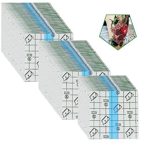 Image of 150 Pieces 3.1 x 3.1 in Stretch Waterproof Adhesive Bandages Transparent Film for Tattoo Aftercare and Skin Repair Adhesive Tattoo Supply Wrap