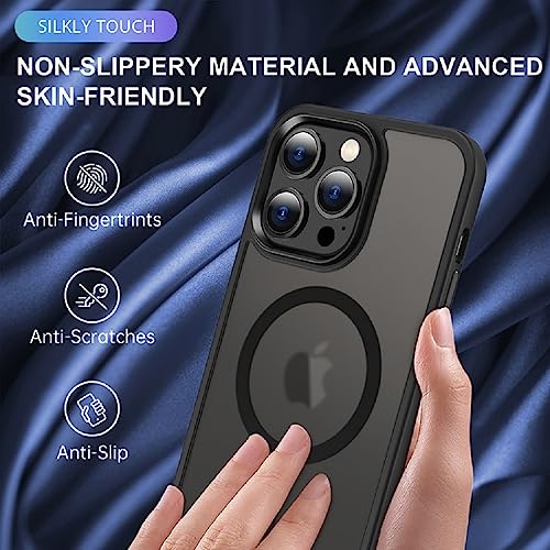 Image of Hupshy iPhone 13 Back Cover with Mag Cover, Hard Acrylic Back, Shockproof Air-Guard Corners, TPU Phone Cover, Scratch Resistant Back Case for iPhone 13 [Black]