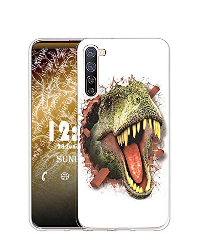 Sunrive Cover per Oppo Find X2 Lite, Custodia Case in Molle Trasparente Silicone Morbida Flessibile AntiGraffio Protettiva Back custodie(TPU Tirannosauro)