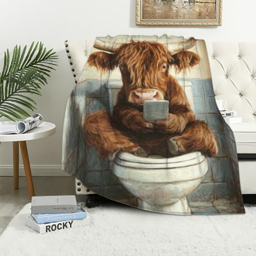 Couverture imprimé vache marron douce, idee cadeau polyvalent - 5