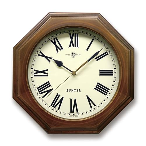 (ローマ文字)QL712_R 天然木レトロ8角掛け時計 クォーツ[No.1126-02]/ さんてる とけい 掛時計 壁掛け 木製時計 おしゃれ オシャレ 可愛い 見やすい インテリア 家具 神奈川県