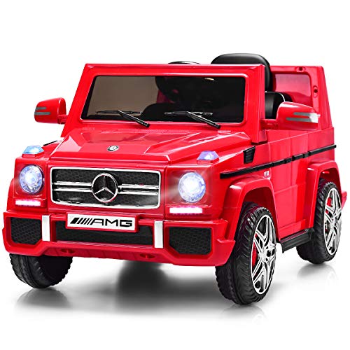 Costzon Kids Ride On Car, Licensed Mercedes Benz G65, 12V Battery Powered Electric Vehicle, Parental Remote Control & Manual Modes, Music, Horn, LED Headlights, USB MP3 Functions, Red