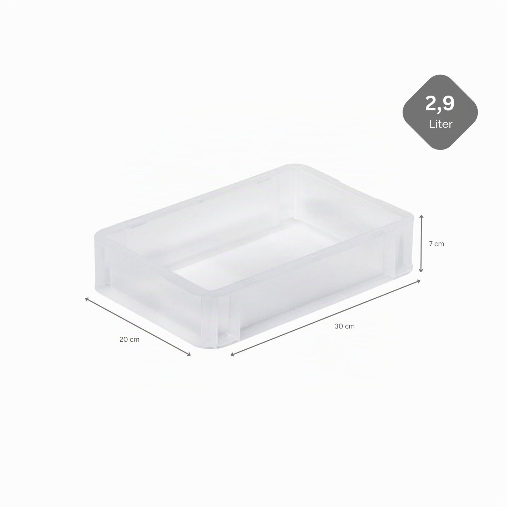 PROREGAL SuperSparSet 5x Transparenter Eurobehälter BasicLine mit geschlossenem Griff & Klickdeckel | HxBxT 7x20x30cm | 2,9 Liter | Eurobox Transportbox Transportbehälter Stapelbehälter