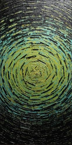Tableau abstrait vert iridescent 80x40 cm peinture acrylique contemporaine décoration murale