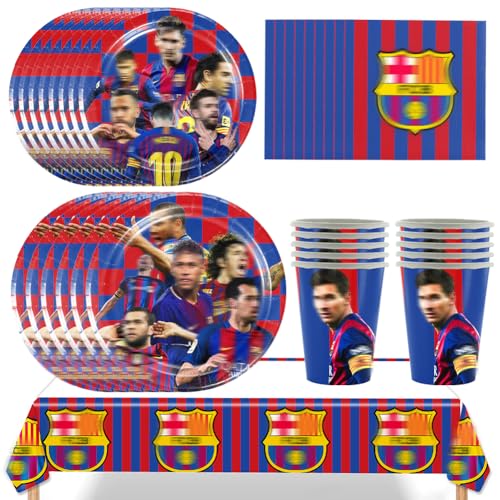 81 Piezas Vajilla de Estrellas del Fútbol,Deporte Decoración Cumpleaños Suministros,Platos de Papel de Sports, Futbol Artículos para Fiestas Temáticas con Plato Servilletas Taza Mantel10 Invitados