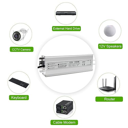 Miniatura 7 de Fuente de alimentación LED de 150 W y 12 voltios, controlador LED IP67 impermeable, convertidor de CA de 110 V a 12 V CC, transformador LED de
