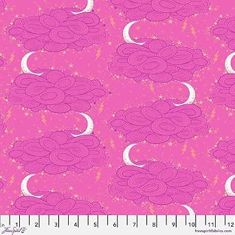 Storm Clouds, Oleander - Tula Pink Nightshade Deja Vu, Quilt Fabric 100% Cotton