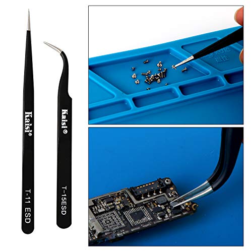 Kaisiking Silicone Soldering Mat Magnetic Soldering Mat Silicone Repair Mat with 2 ESD Tweezers and Anti-Static Wrist Strap for Soldering, Electronics Repair, 13.8 x 9.8 inch - Thumbnail 6