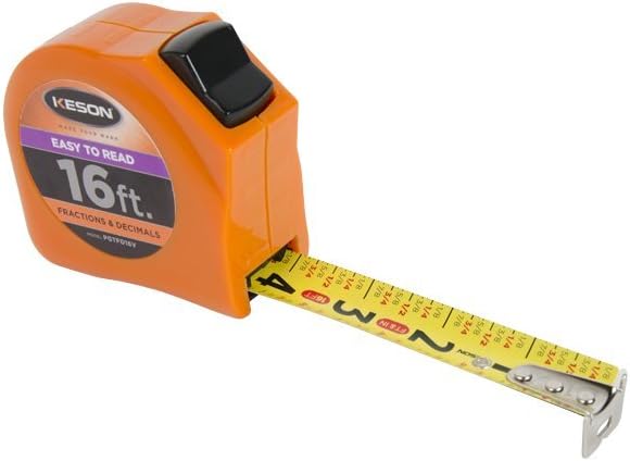 Keson Tape Measure, 5/8 In x 12 ft, Orange, In/Ft (PGTFD12V)