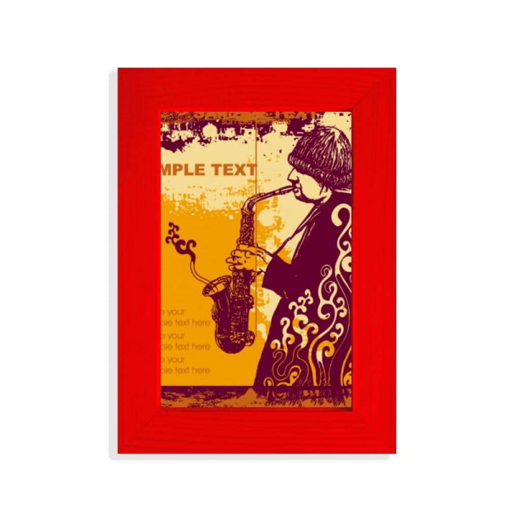 Cadre photo Sax Jazz Music Street Culture rouge avec verre haute transparence