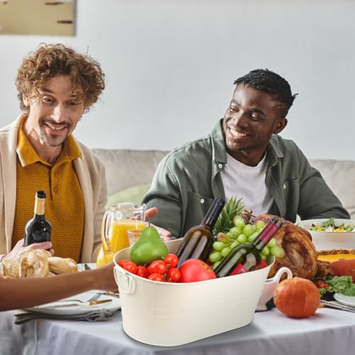 2 Pack White Metal Ice Bucket with Handle, 3 Gallon Large Galvanized Bucket, Oval Beverage Tub, Wine Beer Drink Buckets, Drink Holder for Party, Cocktail Bar, Holiday, Party, Wedding - Image 6