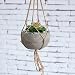 MyGift Industrial Urban Clay Hanging Round Pot with Knotted Rope Hanger