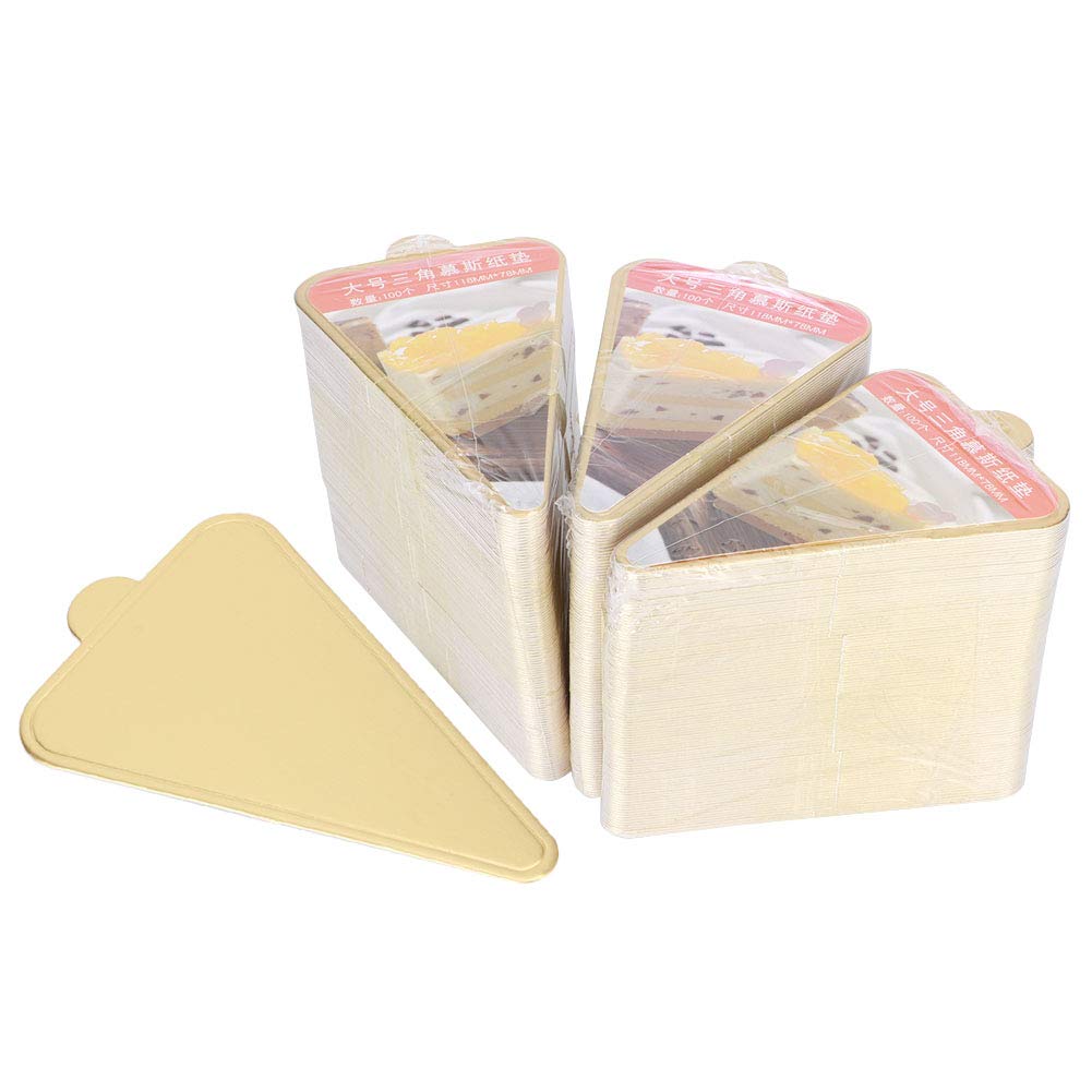 Jelquix 300pcs Gold Triangular Cake Boards, Cake Base Dessert Display Trays for Mini Pastries Cupcakes Mousse with Small Handle