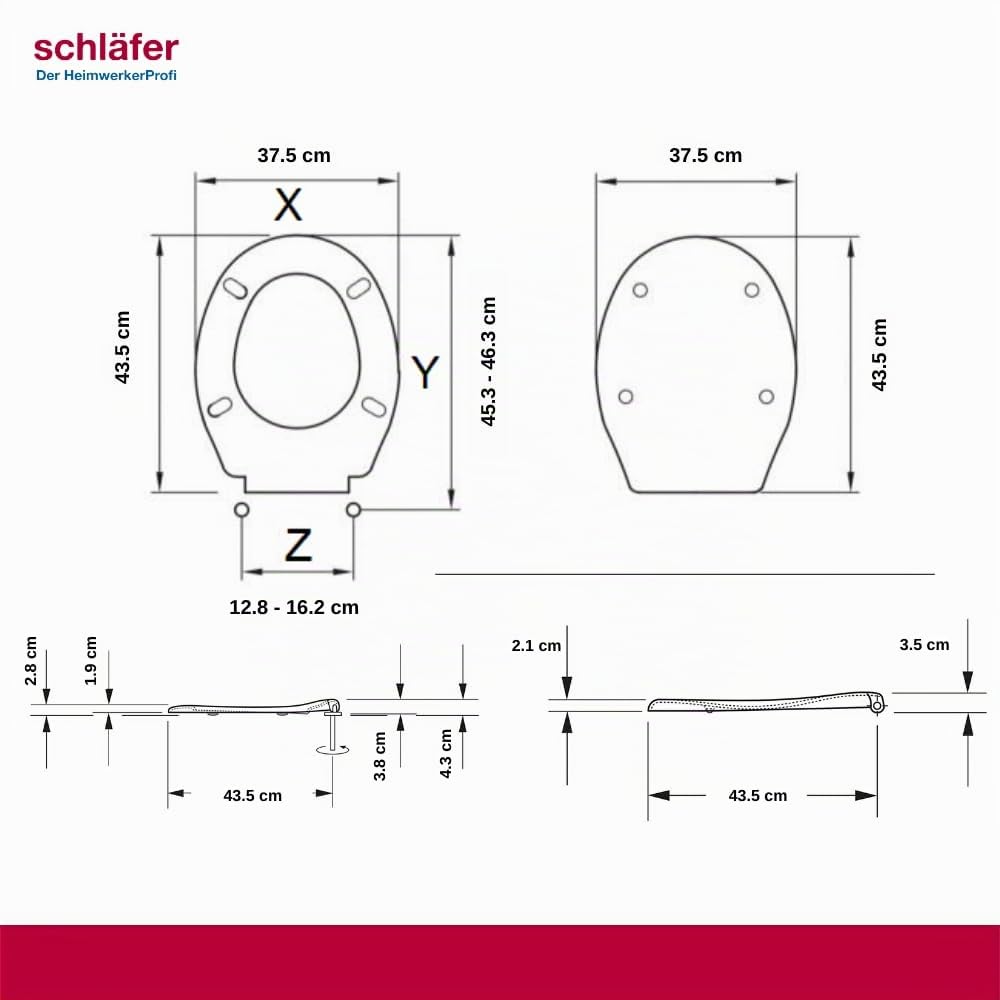 Schläfer 4637201 | Sedile Copriwater Soft Close ammortizzata Fissaggio Rimovibile Take Off Sedile Wc Universale in Duroplast Bianco funzione Quick Release, Mod. Monza