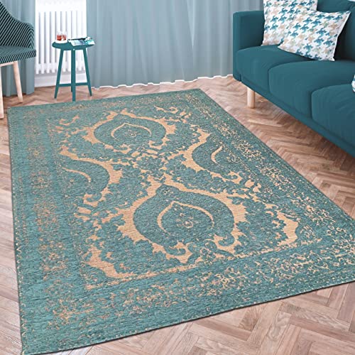 Teppich-Traum Tapis Salon Motif marocain Ornements Modernes Facile d'entretien Doux pour la Peau - Or pétrole, 200 x 290 cm