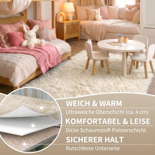 VOFUSHON Teppich Wohnzimmer 160 x 230 cm Creme – Ansicht 4