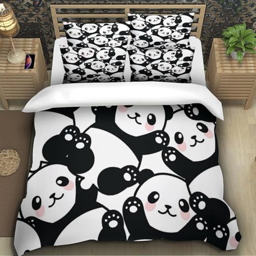 Housse de couette panda mignon parure de lit kawaii pour couple - 5