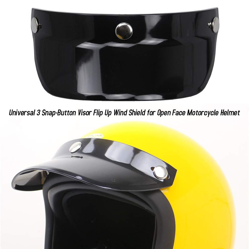 GoolRC Universal 3 Snap-Button Visor Flip Up Wind Shield for Open Face Motorcycle Helmet