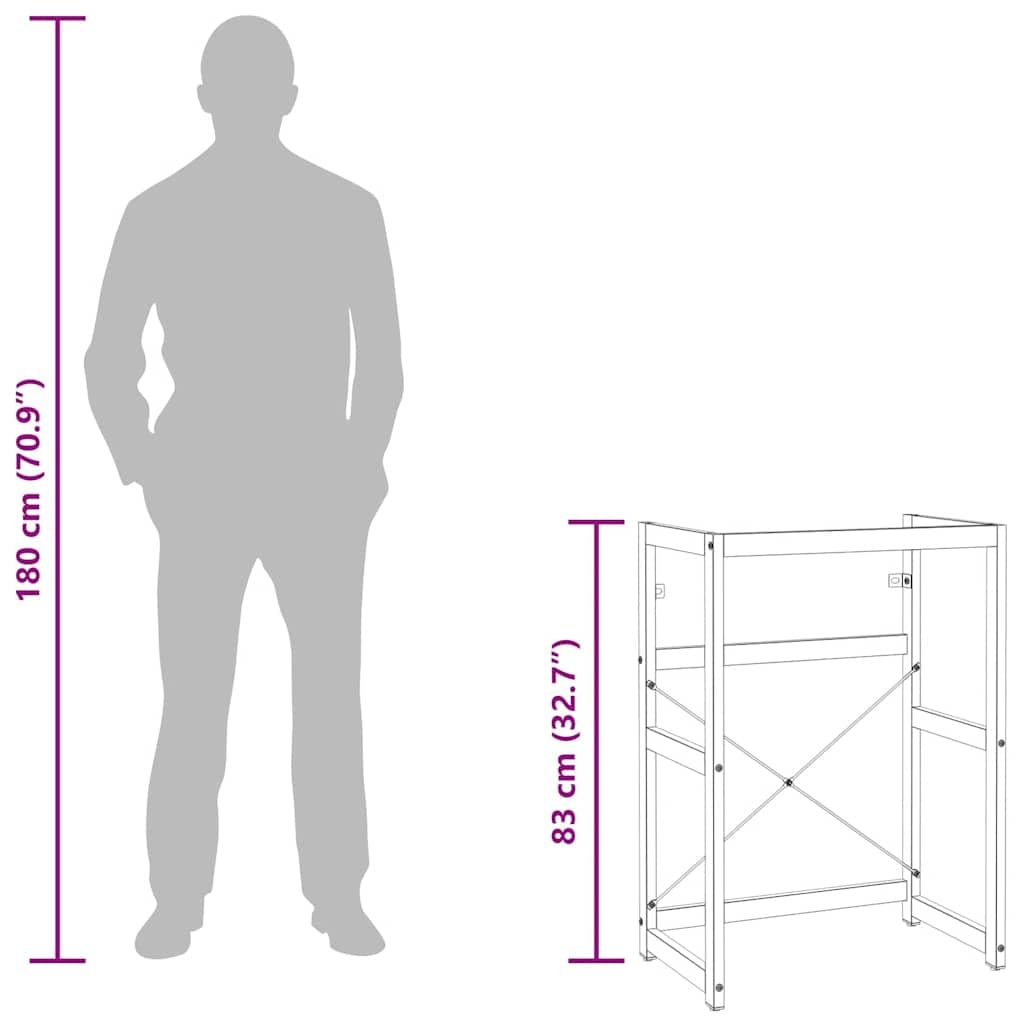 Waschtischgestell Badezimmer Weiß 59 x 38 x 83 cm, pulverbeschichtetes Eisen, Waschbeckenständer mit Wandhalterung, platzsparender Stauraum für Waschplatz und Gäste-WC