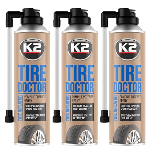 K2 Spray Repara Pinchazos - Reparación de Ruedas Tire Doktor - para Reparar Neumáticos sin Cámara - Líquido Antipinchazos para el Coche - 400 ml (3)