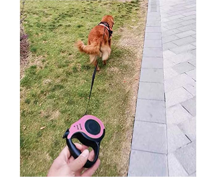 STOUCLA Einziehbare Hundeleine, Kleiner Hund, Rollleinen Anti-Rutsch Griff mit Brems, 5Meter blau+5meter Rosa, 2Pack