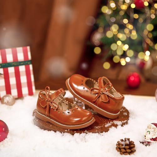 Image of GINFIVE Toddler Girls Dress Shoes Little Kids Flats School Mary Janes Shoes