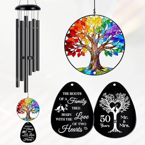 50th Wedding, Best 50th Anniversary Wind Chimes for Parents, Grandparents, Couple, Wife,...