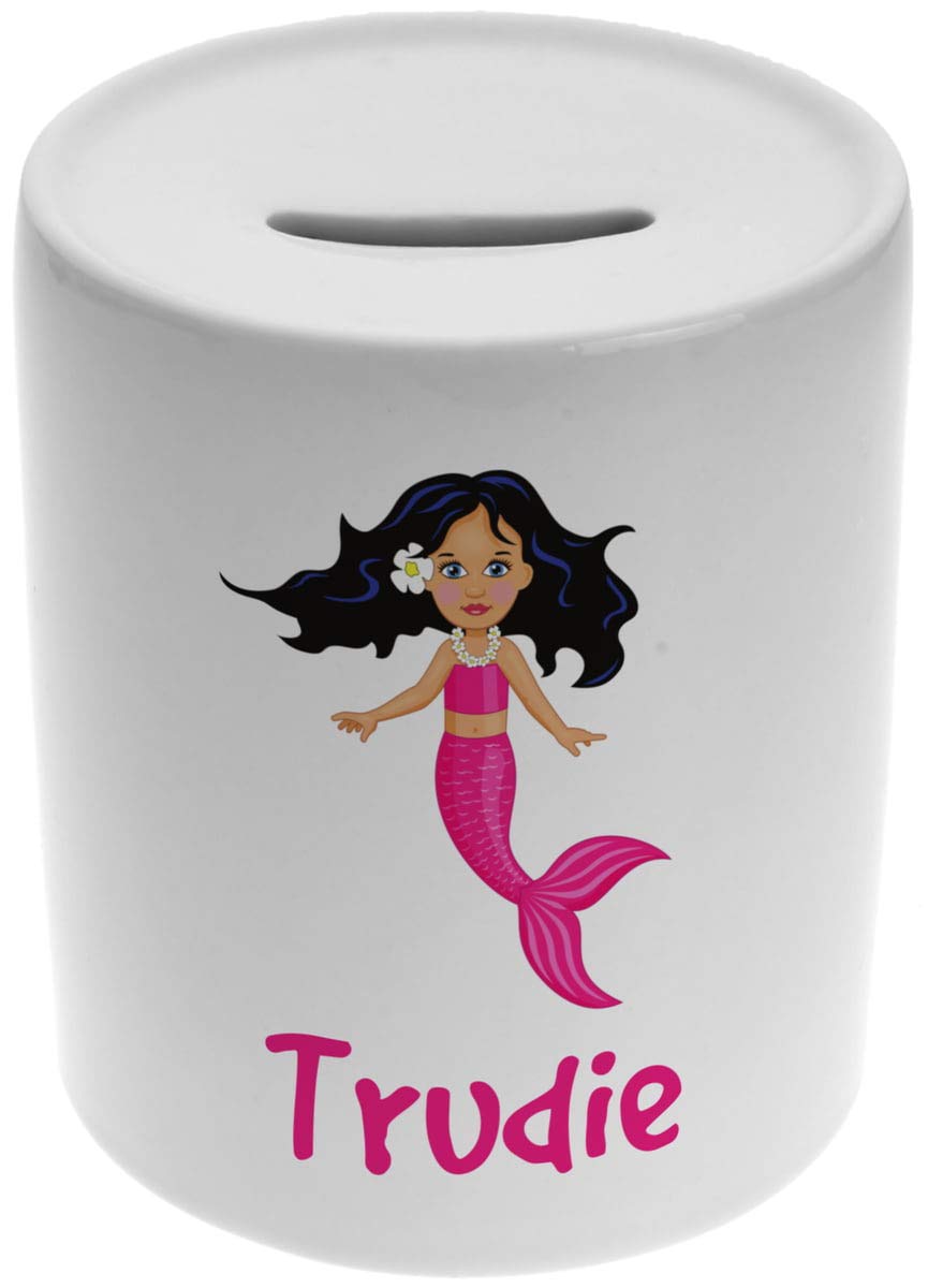 Personalised Girls Mermaid Ceramic Money Box-Ceramic Piggy Bank for Newborn, Baby, Toddler or Child