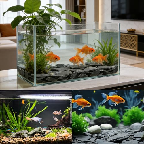 Image of VOKOY 2.5lb Natural Slate Stone, Aquarium Rocks Decoration Aquascaping Stone Landscaping Model for Fish Tank Decor Terrariums Paludariums Reptile Enclosures Gardens, 1-2 inches